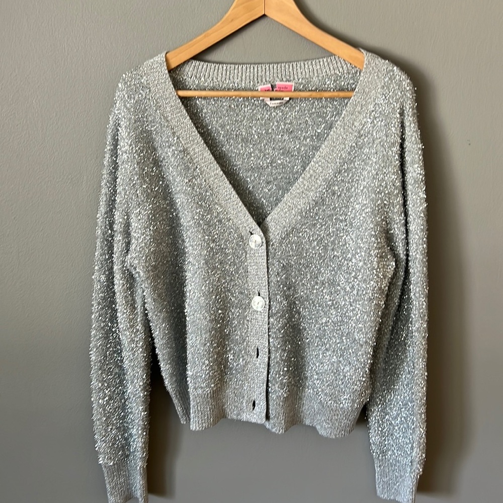 kate spade Silver Sparkle V-Neck Cardigan